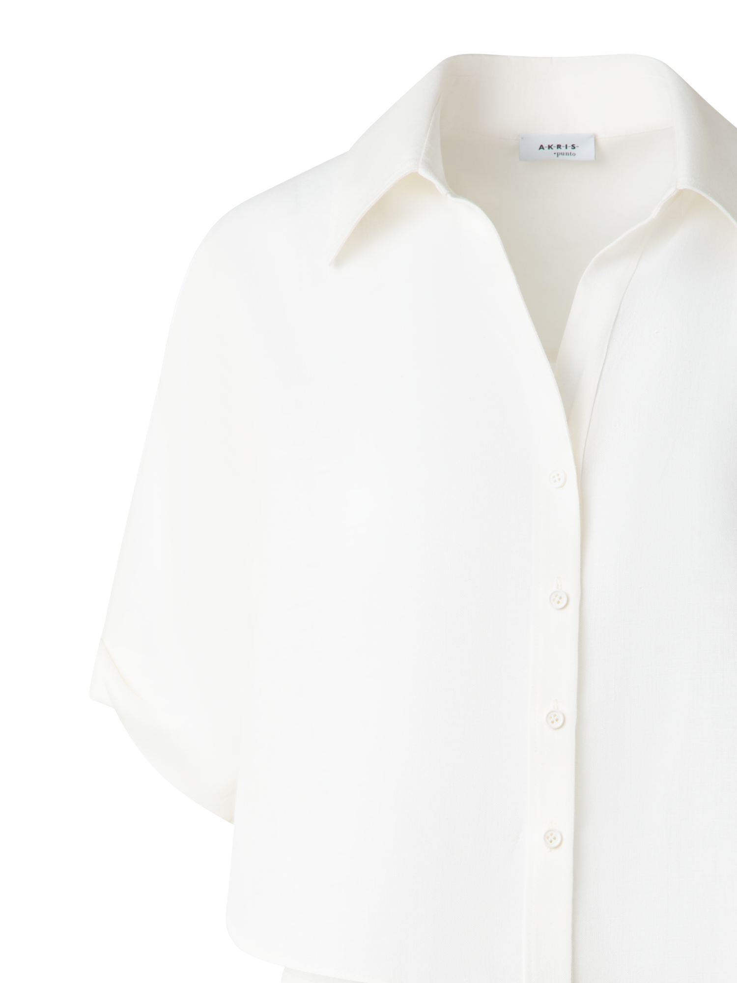 Designer Cropped Washed Linen Blouse - neutral - ecru - white