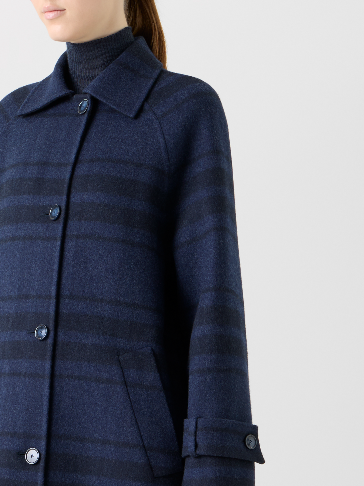Designer Oversized Wool Double-Face Plaid Maxi Coat - neutral - navy - blue #editorial