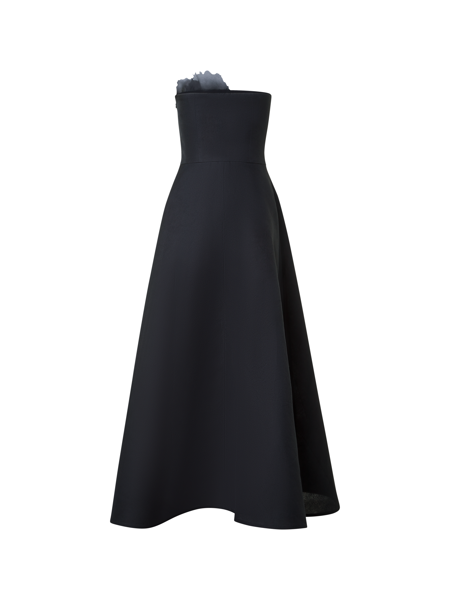 Designer Evening Silk Dress with Organza Anemone - black - neutral