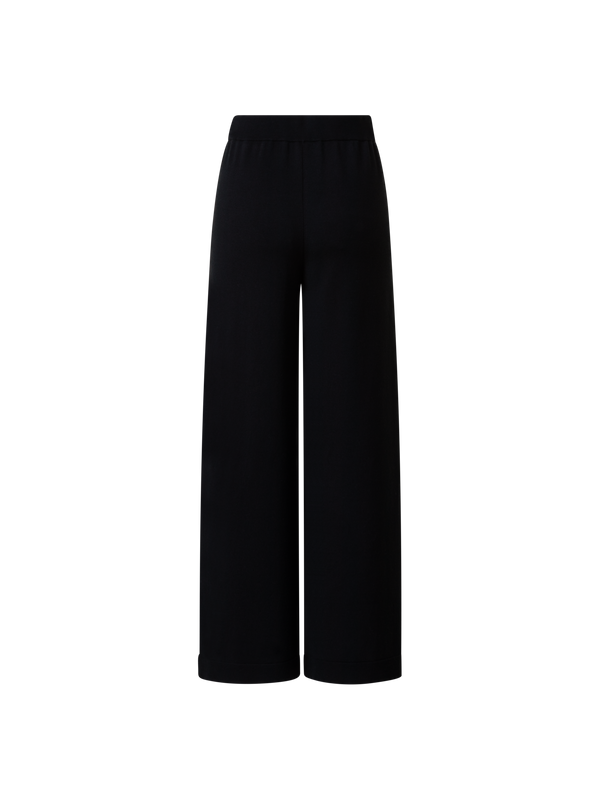 Designer Straight Wool Stretch Knit Pants - black