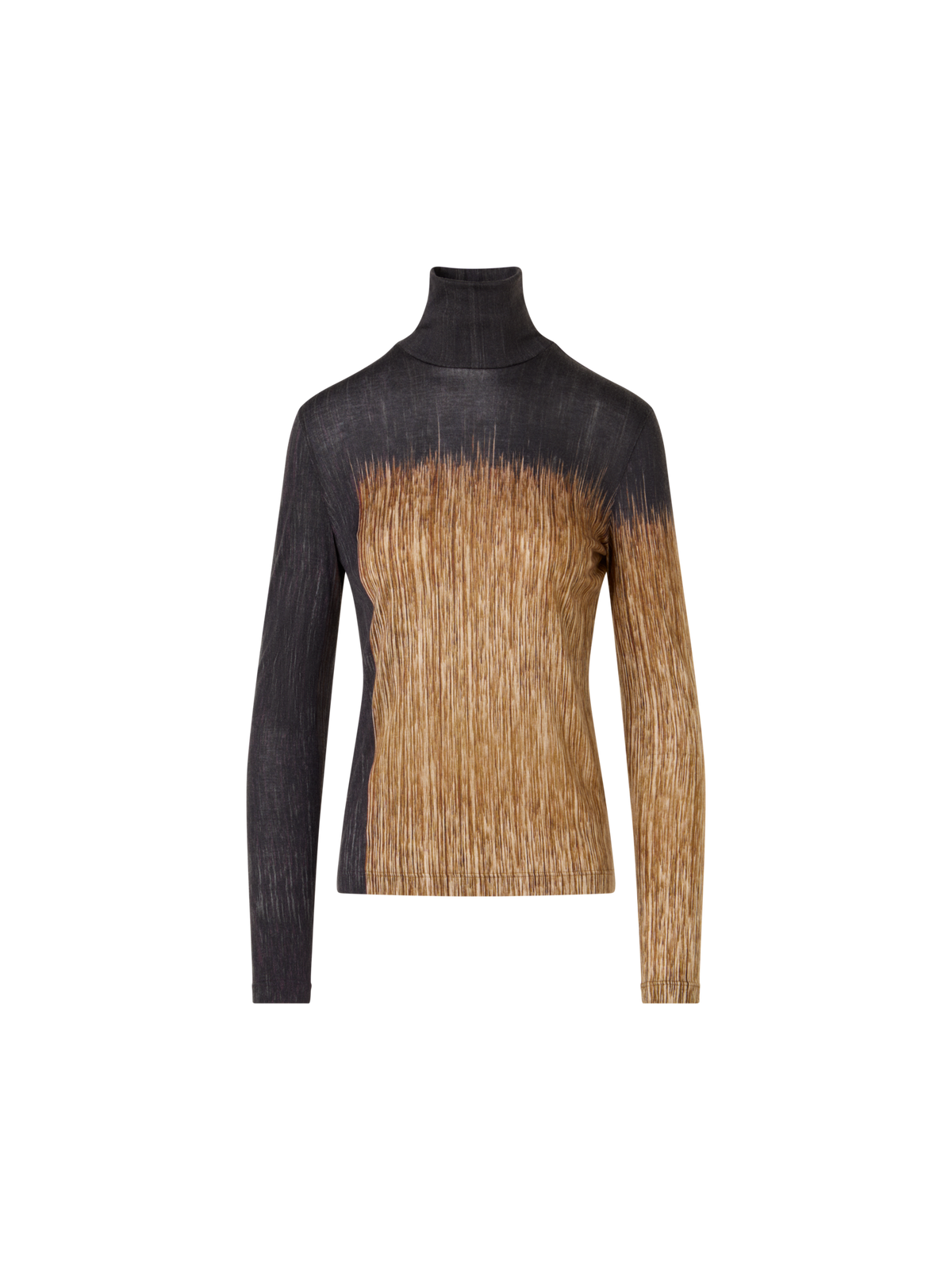 Designer Cashmere Silk Shirt in Oro Lienzo Print - multicolor - black - brown