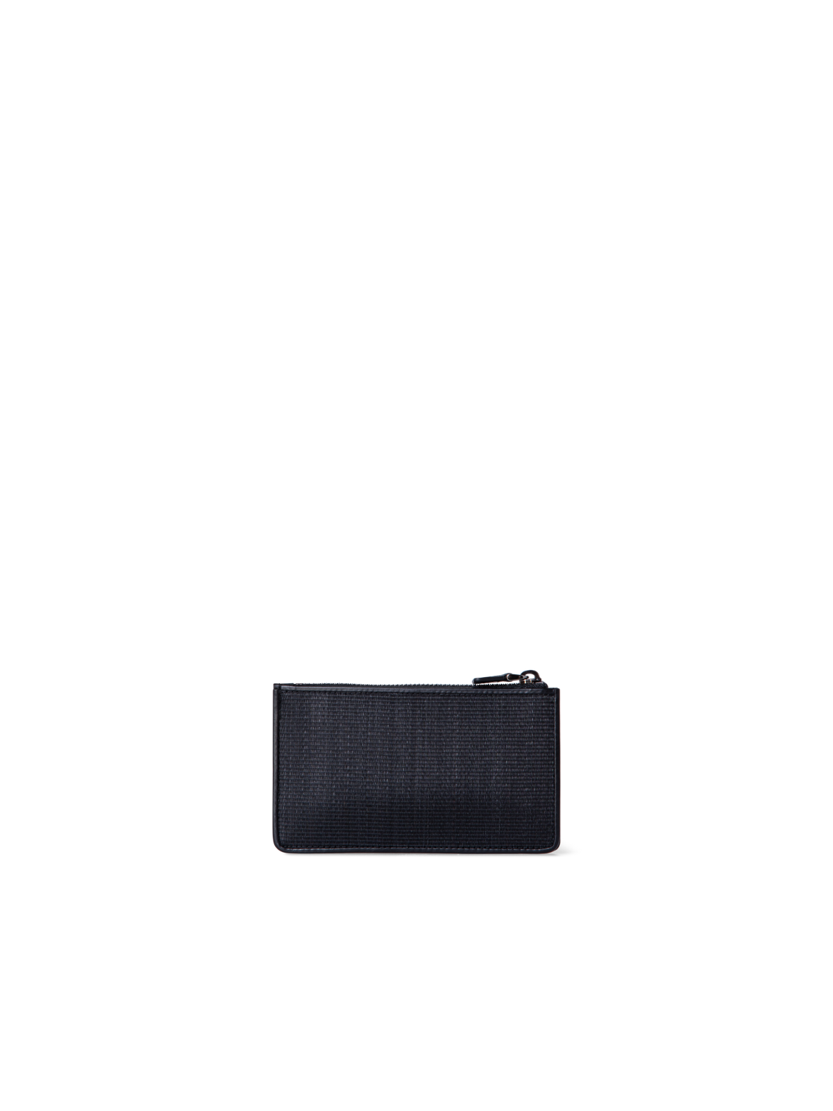 Designer Zipped Card Holder in Horsehair and Leather - black
