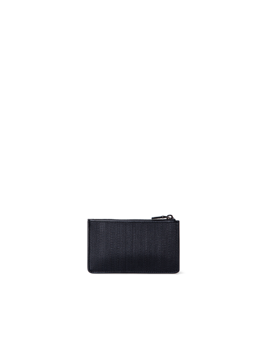 Designer Zipped Card Holder in Horsehair and Leather - black