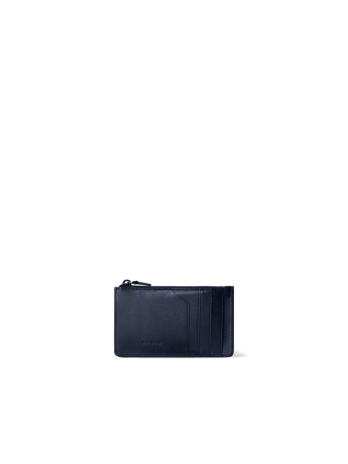 Designer Zipped Card Holder in Horsehair and Leather - navy - blue