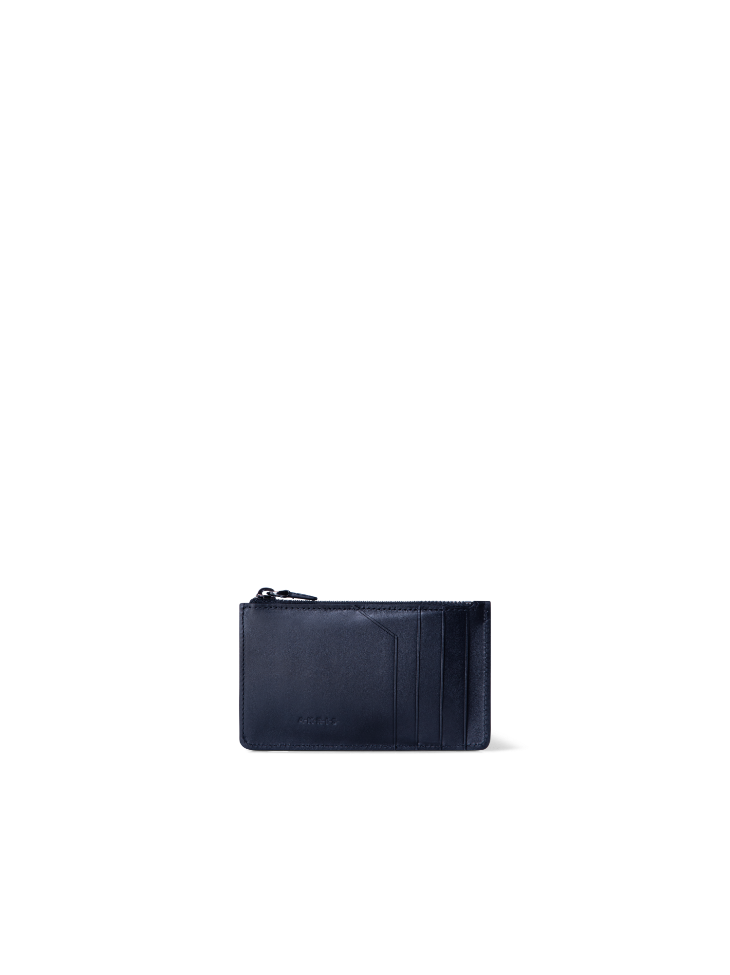 Designer Zipped Card Holder in Horsehair and Leather - navy - blue