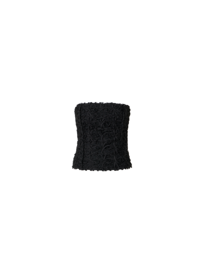 Designer 3D Scribble Embroidered Bustier Top - black