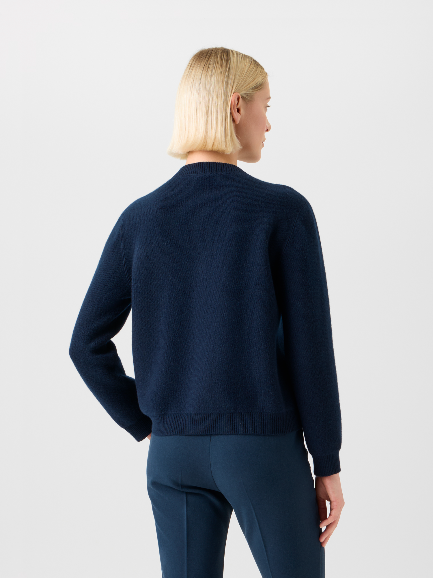 Designer Pure Cashmere Relaxed Cardigan - neutral - navy - blue 