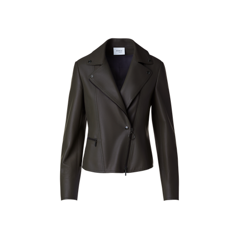 Short Fitted Leather Biker Jacket