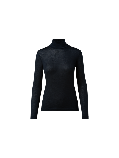Designer Turtleneck Shirt from Cashmere Silk - navy - blue
