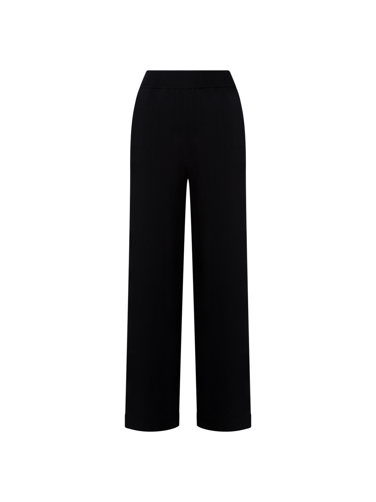 Designer Straight Wool Stretch Knit Pants - black