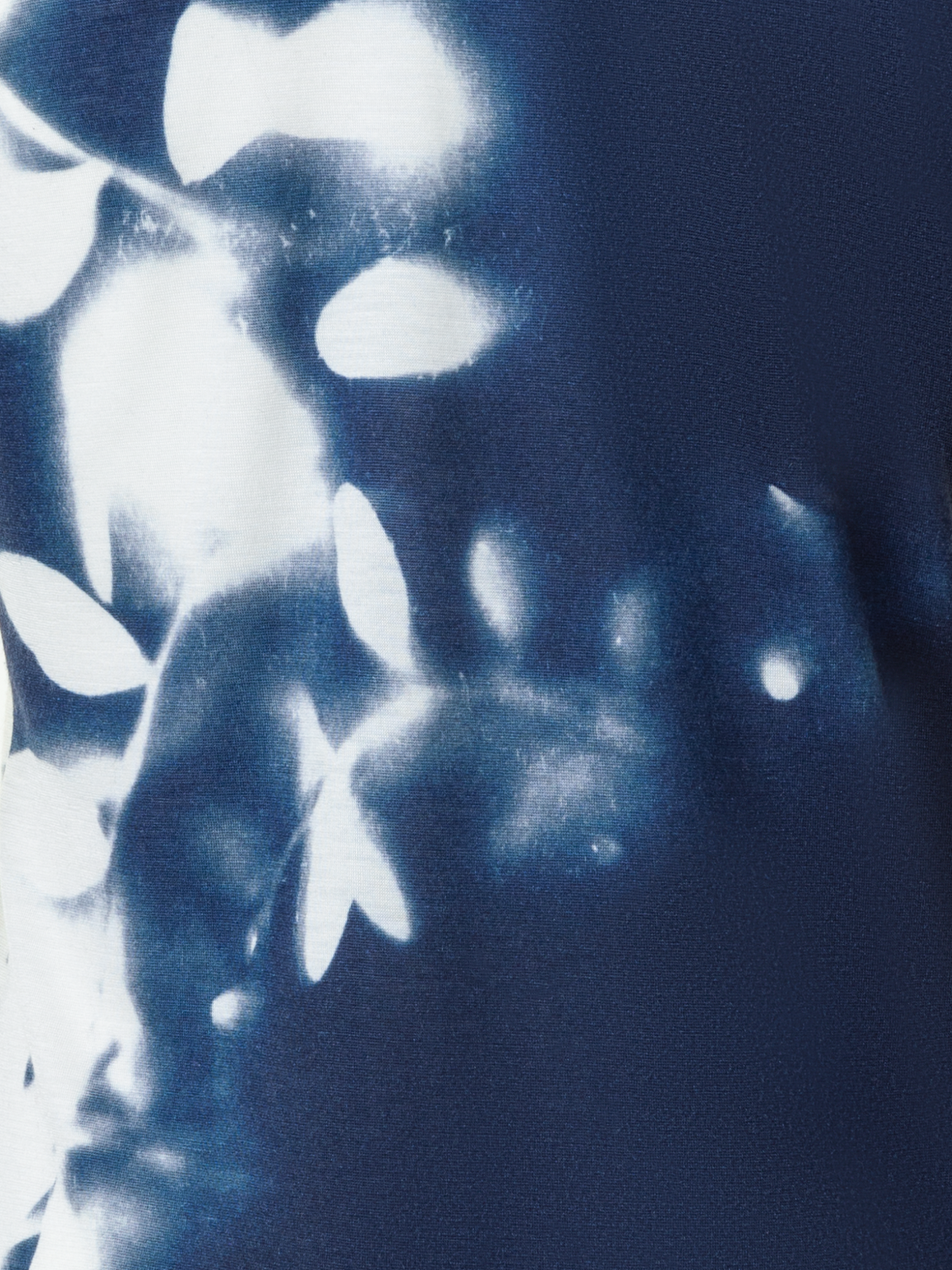 Designer Cashmere Silk Mock Neck Wildflower Print Top - neutral - navy - blue - multicolor