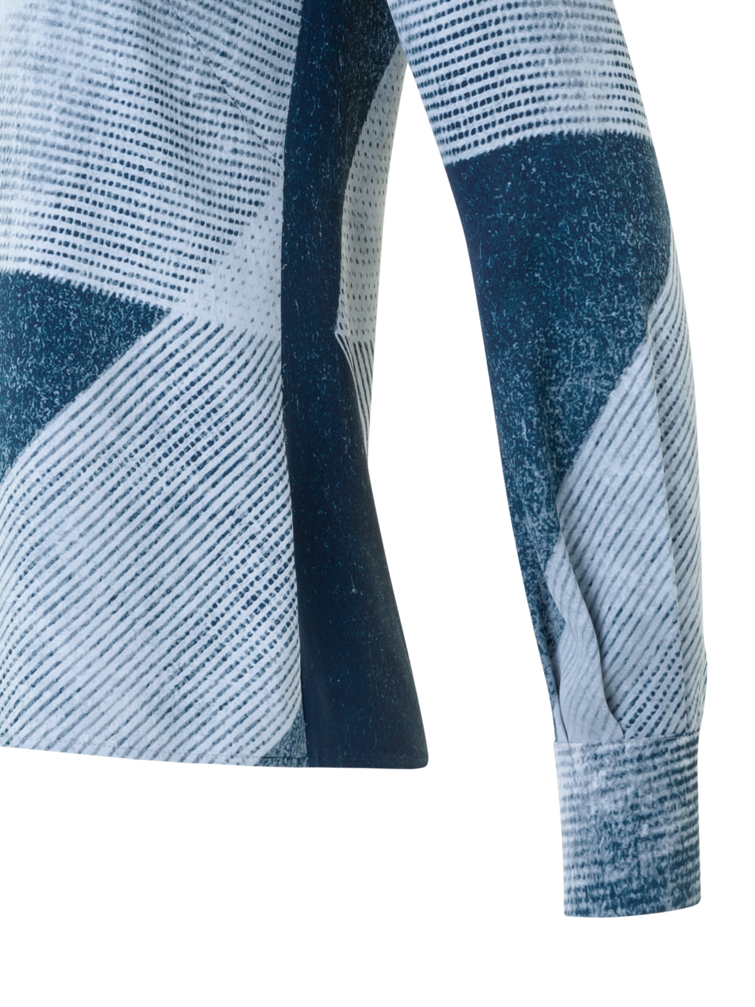 Designer Silk Crêpe Shirt Blouse in Zigzag Print - neutral - navy - blue - multicolor