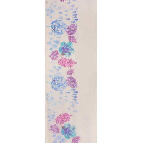 Scarf in Cotton Silk with Denim Blossom Print