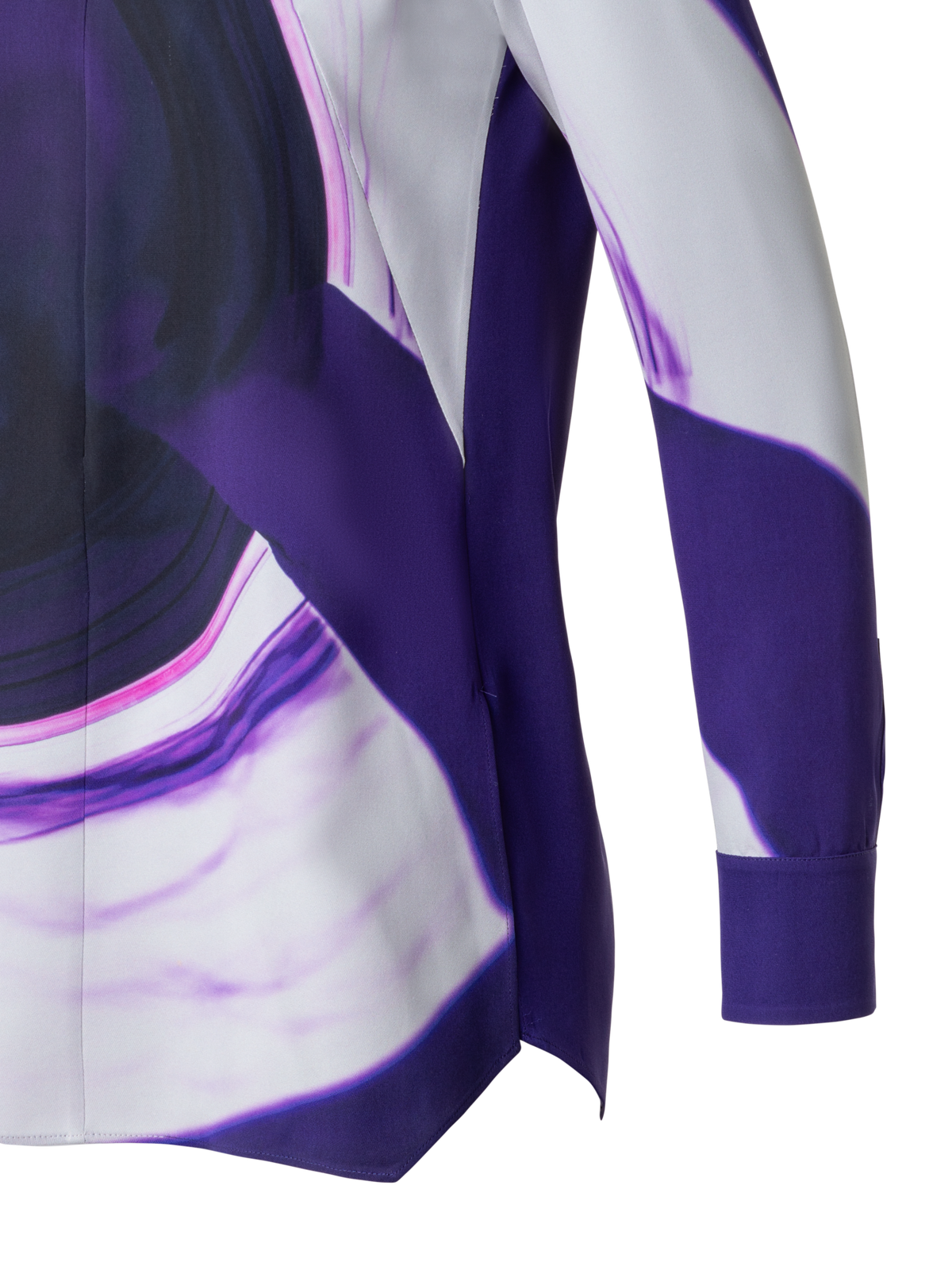 Designer Silk Tunic Blouse with Purple Loop Print - purple - multicolor