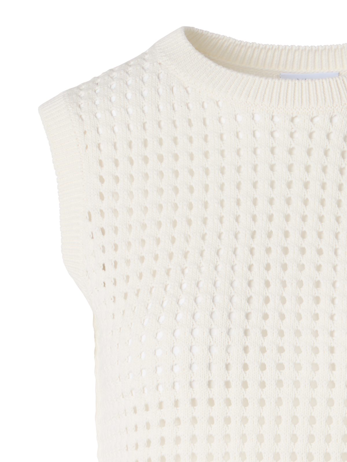 Designer Sleeveless Chunky Cotton Mesh Knit Top - ecru
