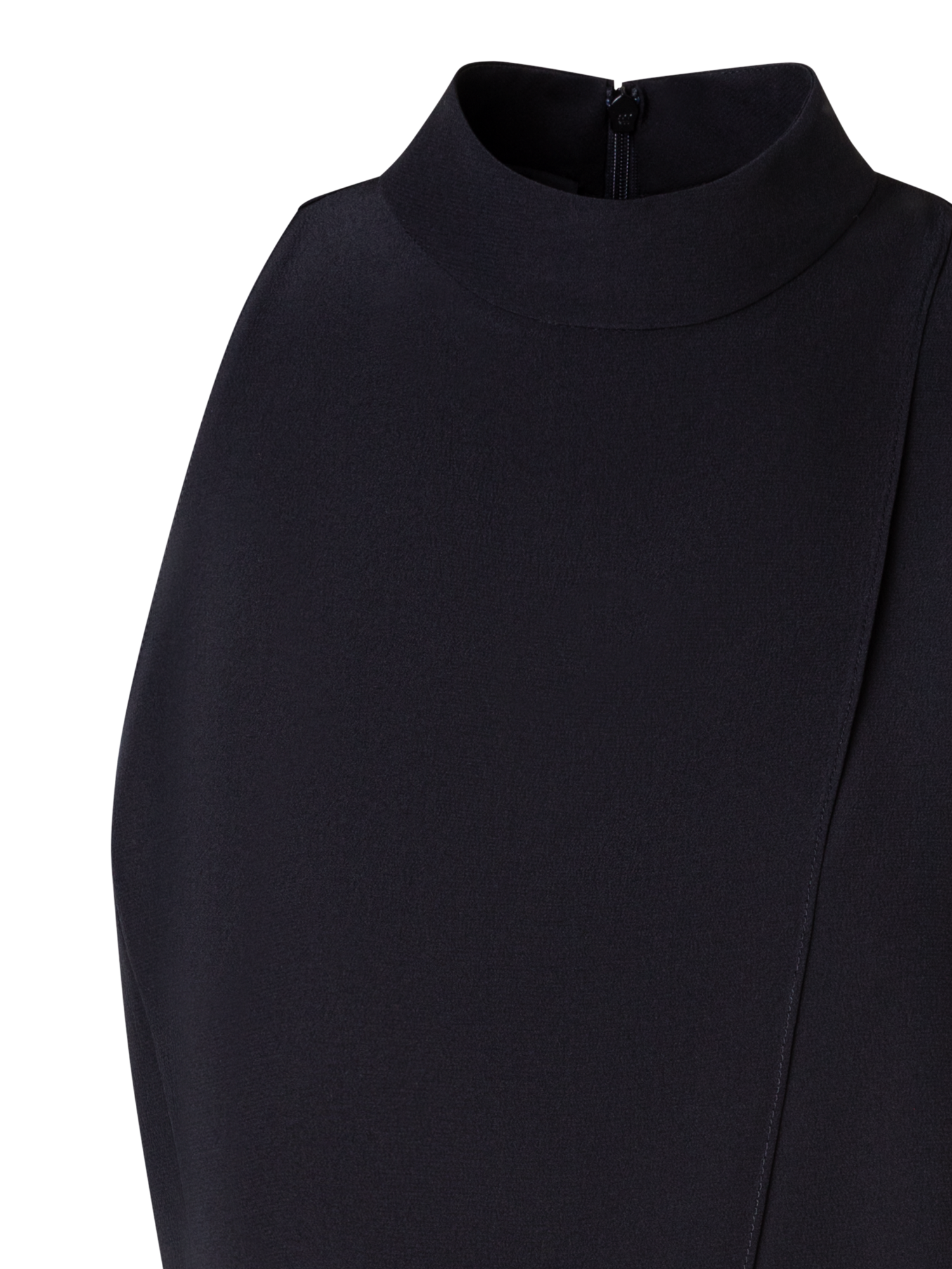 Designer Sleeveless Silk Blouse with Asymmetrical Front - black