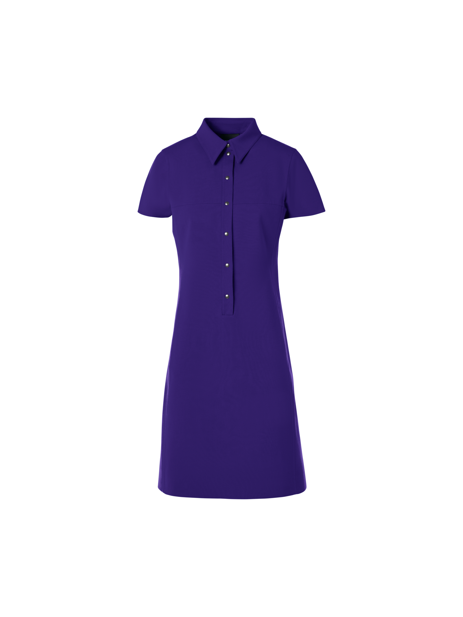 Designer Short-Sleeve Cotton-Silk Stretch Double-Face Polo Dress - purple