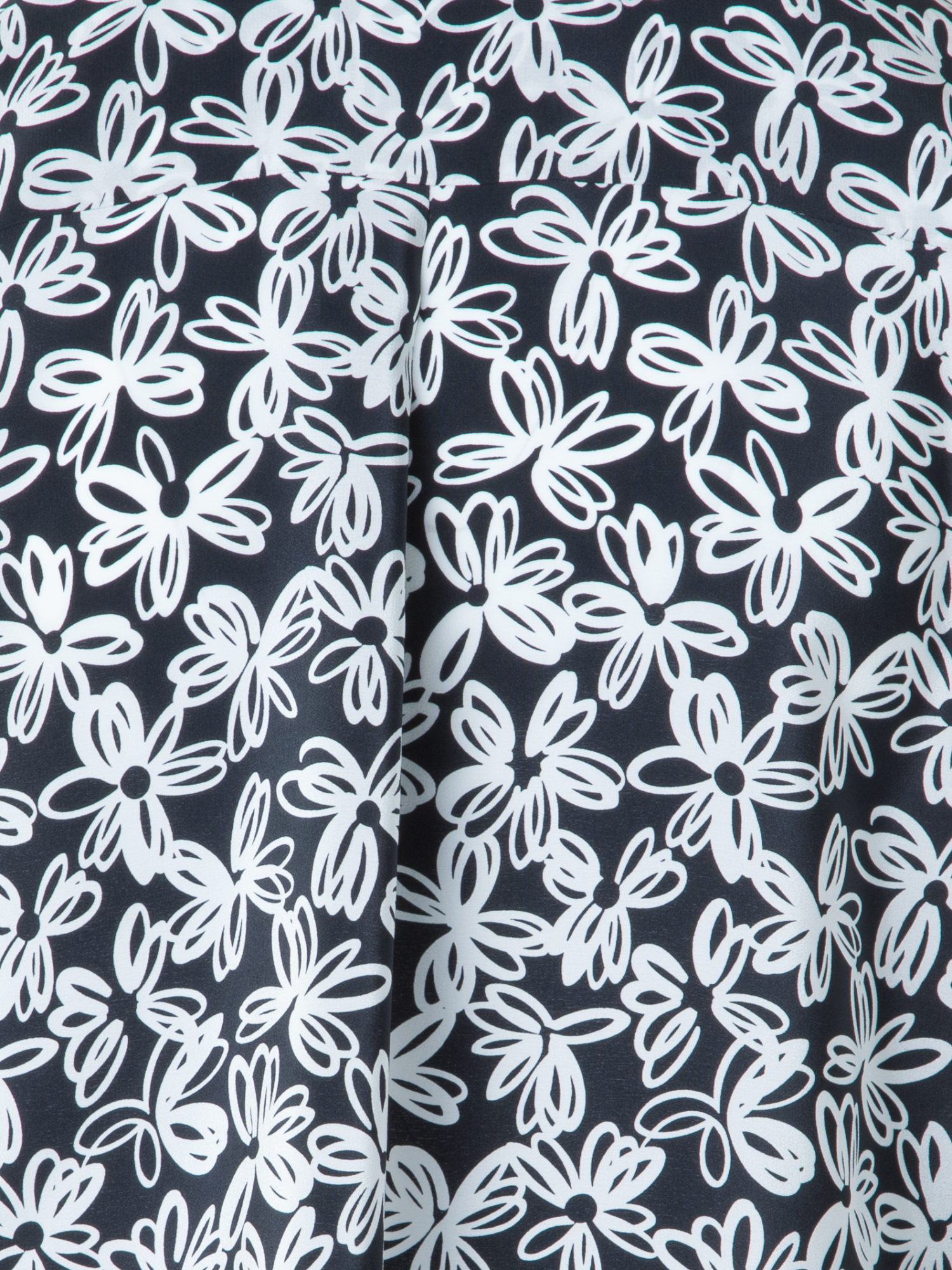 Designer Silk Blouse with Daisy Print - black - neutral - multicolor