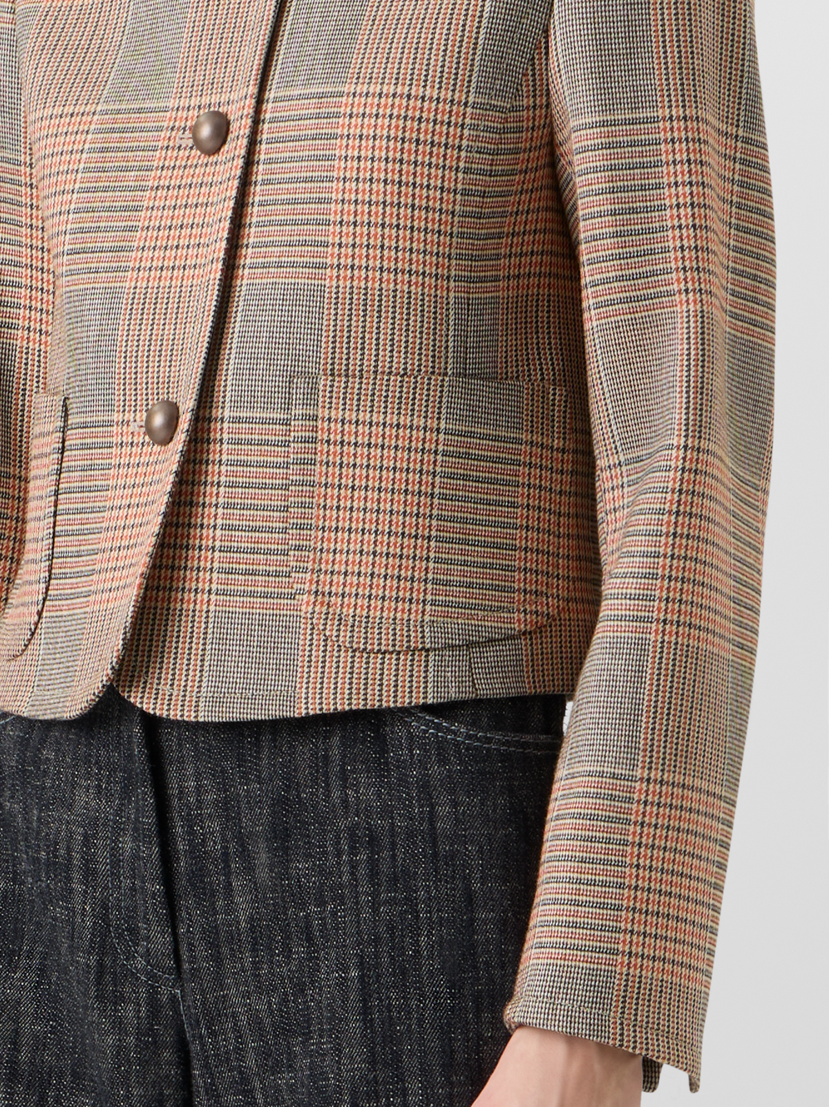 Designer Long-Sleeve Glen-Check Heavy Wool Twill Jacket - multicolor #editorial