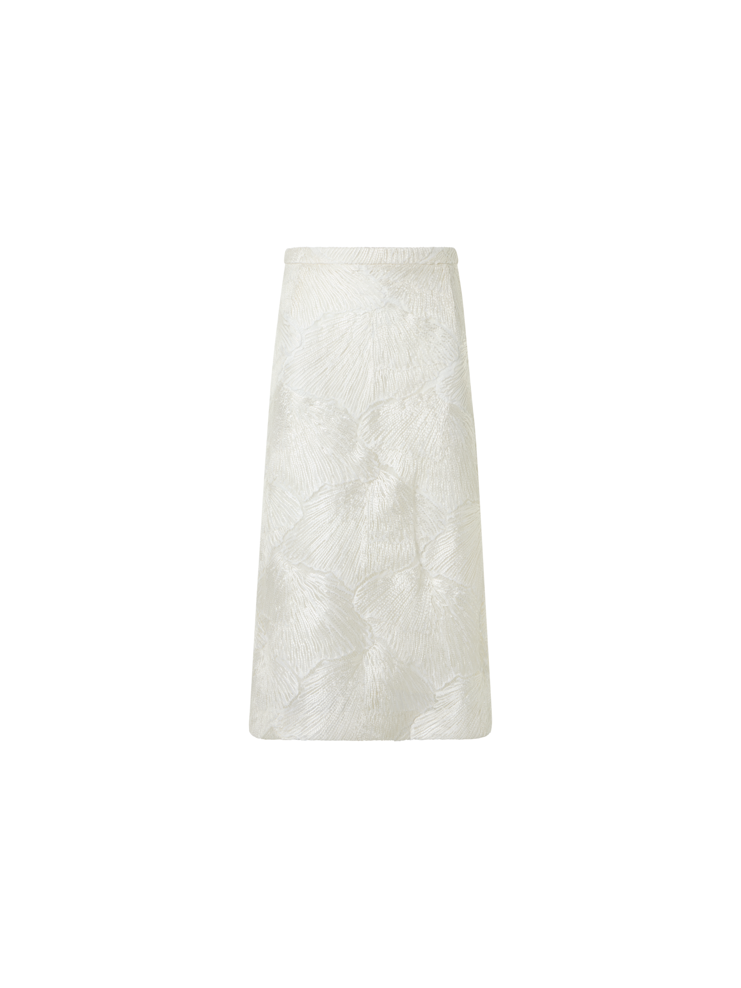 Designer Techno Lacquered Sea Fan Lace A-Line Skirt - ecru