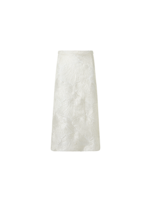 Designer Techno Lacquered Sea Fan Lace A-Line Skirt - ecru