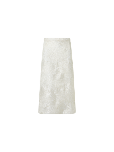 Designer Techno Lacquered Sea Fan Lace A-Line Skirt - ecru