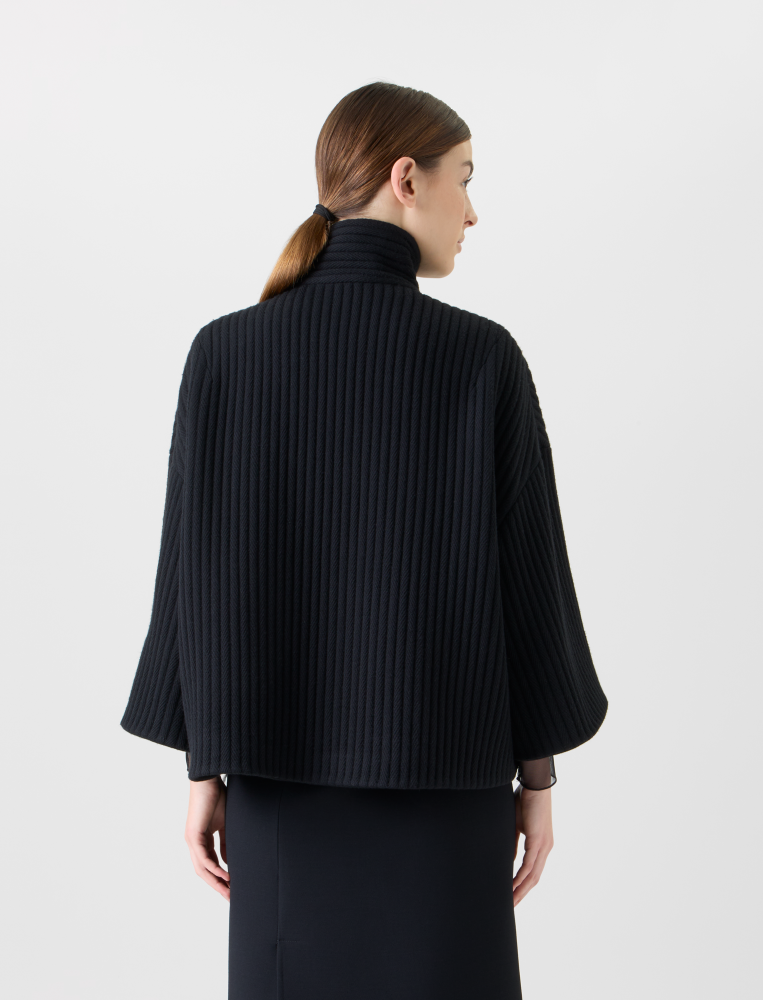 Designer Boxy Structured Corduroy Wool Cashmere Jacket - black - neutral 