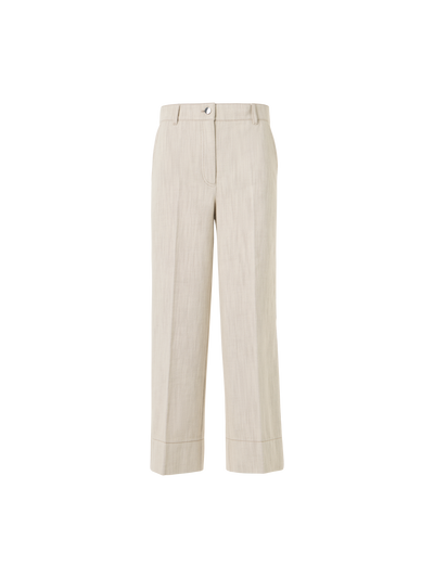 Designer High-Waist Cropped Wide Leg Denim Pants - ecru