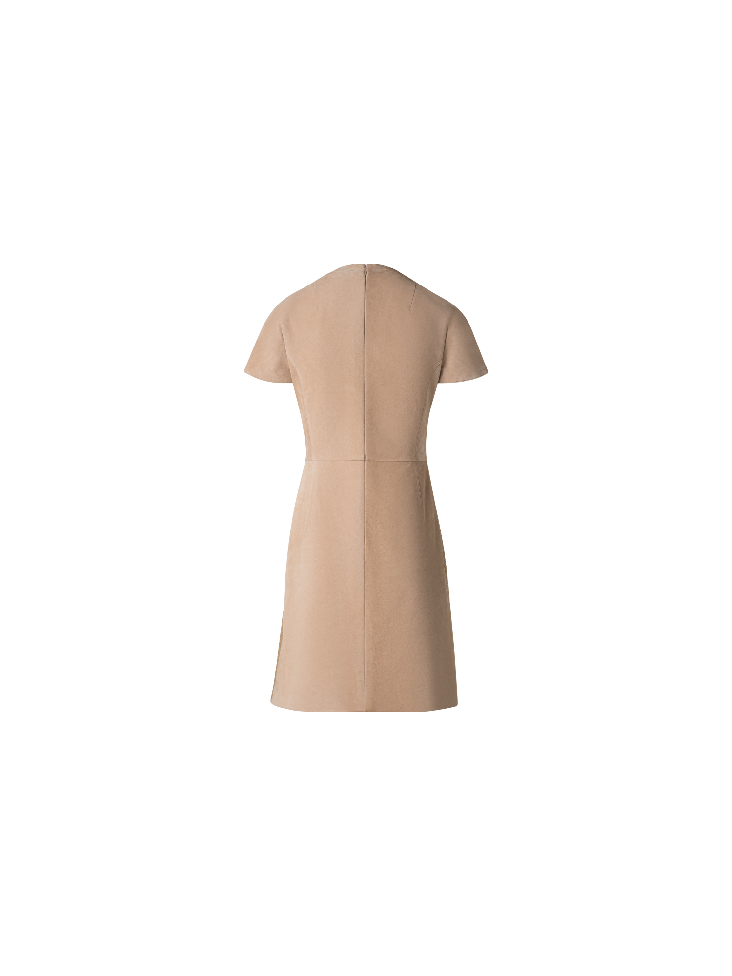 Designer Soft Cotton Raffia and Suede Leather Dress - beige