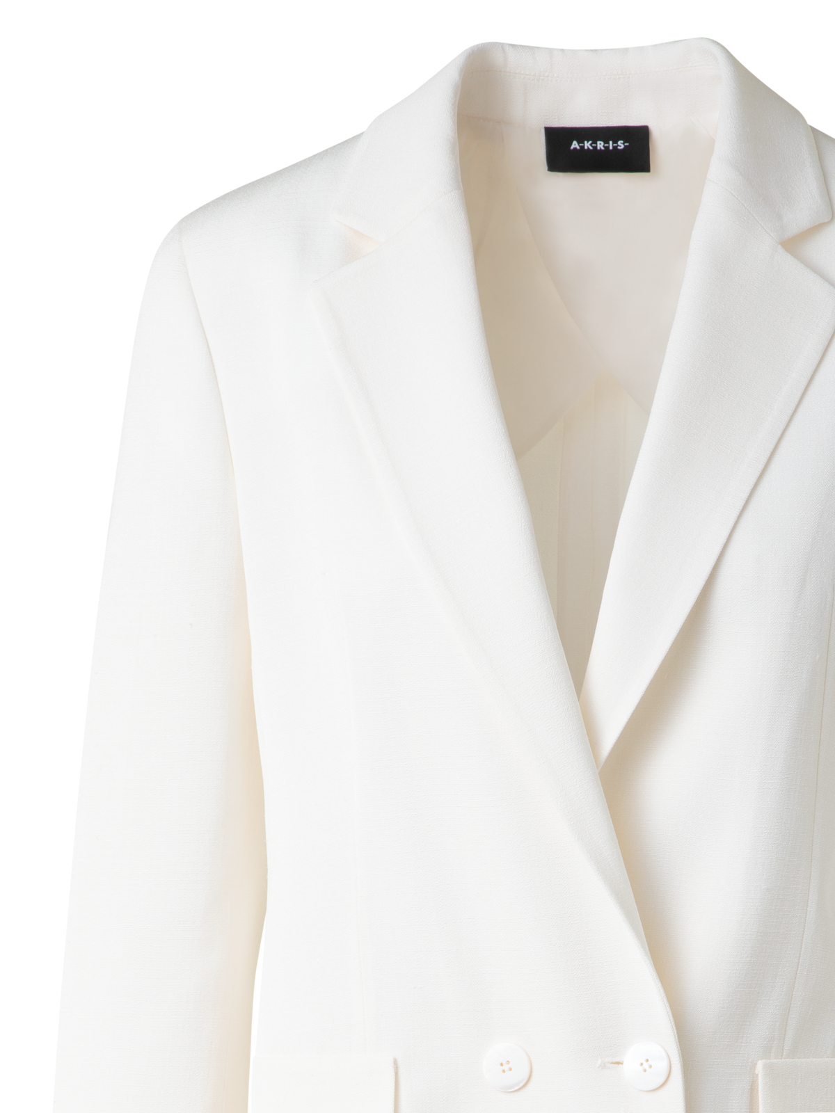 Designer Double-Breasted Blazer in Silk Shantung  - neutral - white