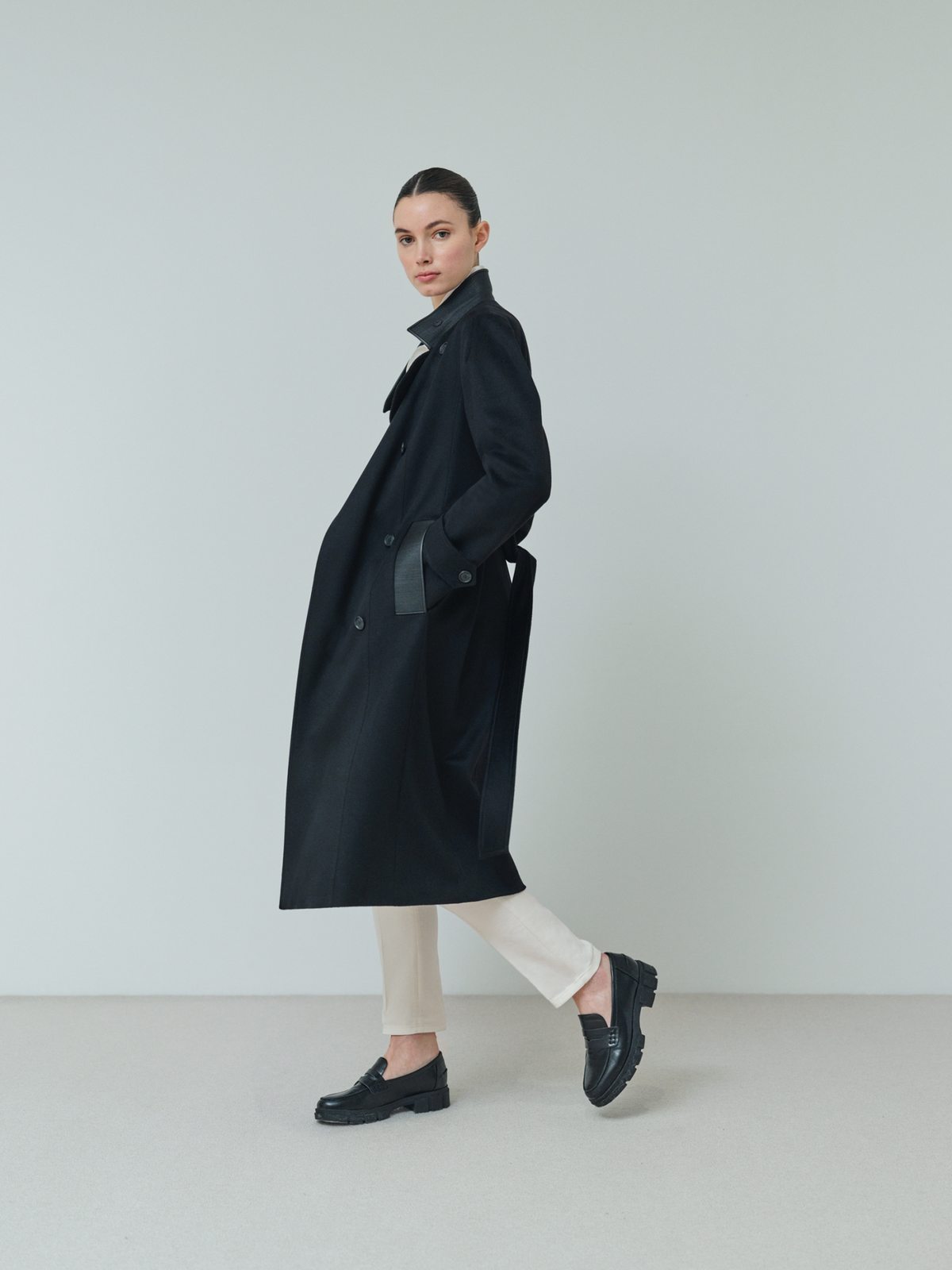 Designer Slim Cotton Denim Stretch Pants - ecru - white #editorial