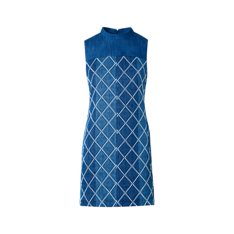 Mini Cotton Sheath Dress with Diamond Jacquard
