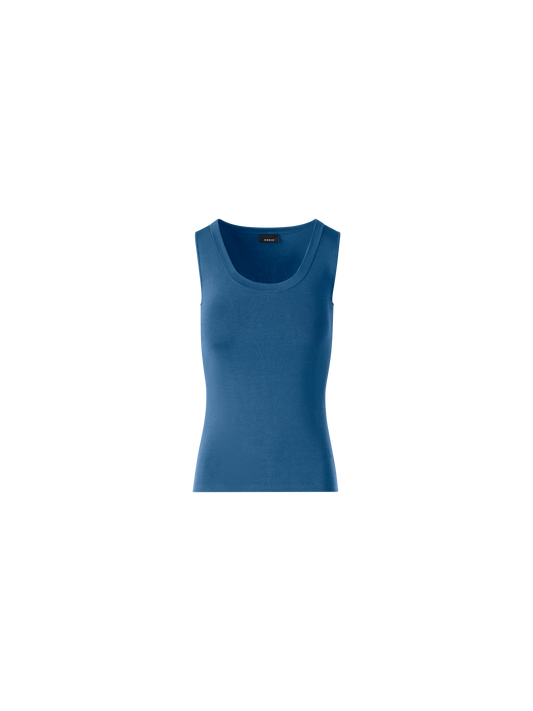 Designer Knit Tank Top in Silk Stretch - blue