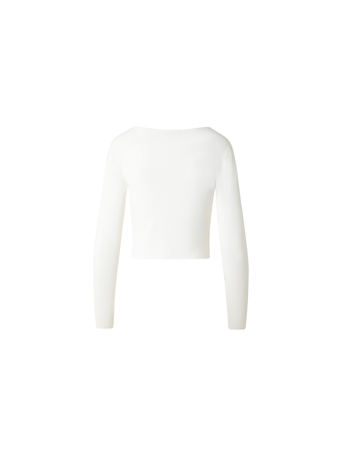 Designer Cropped Long Sleeves Knit Top in Viscose - neutral - white
