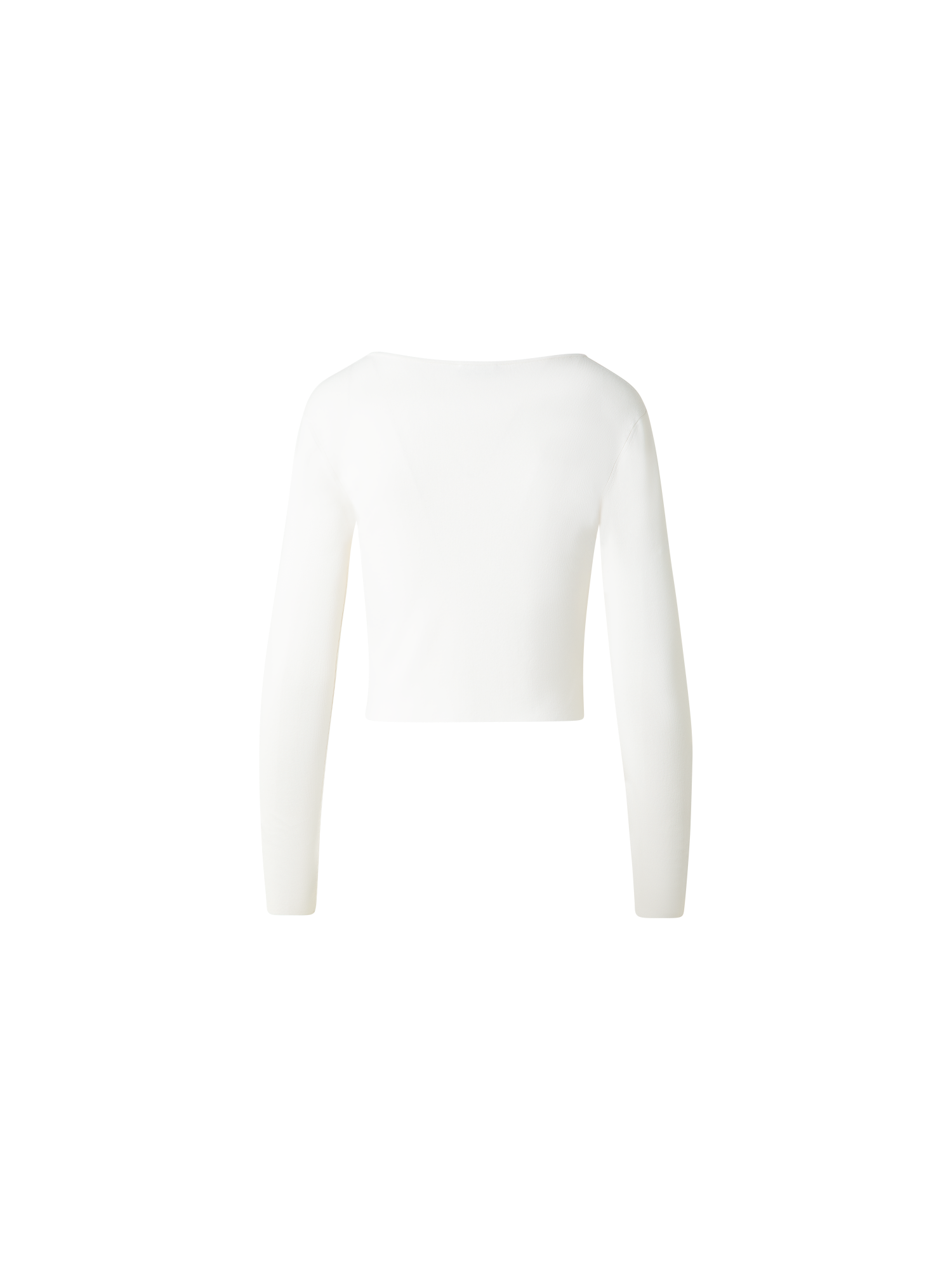 Designer Cropped Long Sleeves Knit Top in Viscose - neutral - white