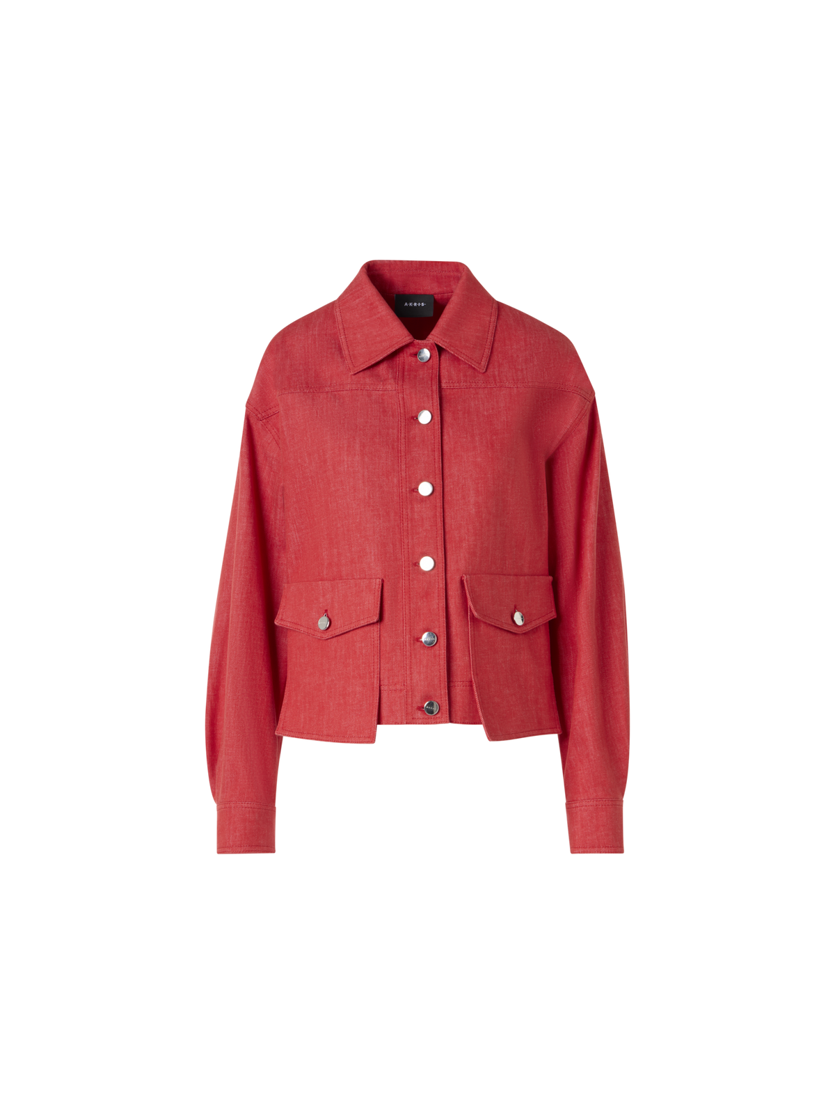 Designer Hilly Oversize Jacket in Cotton Denim - red