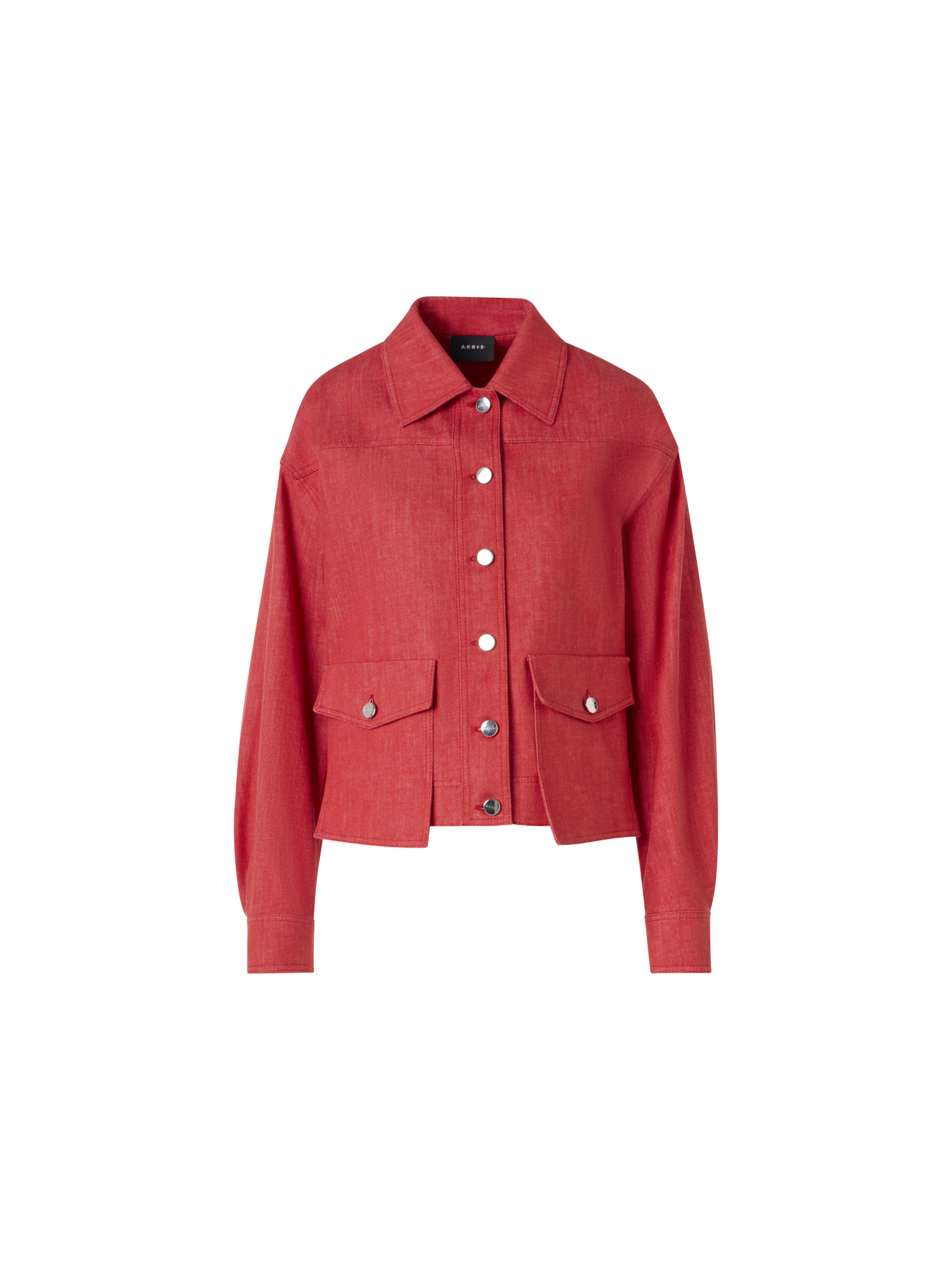 Designer Hilly Oversize Jacket in Cotton Denim - red