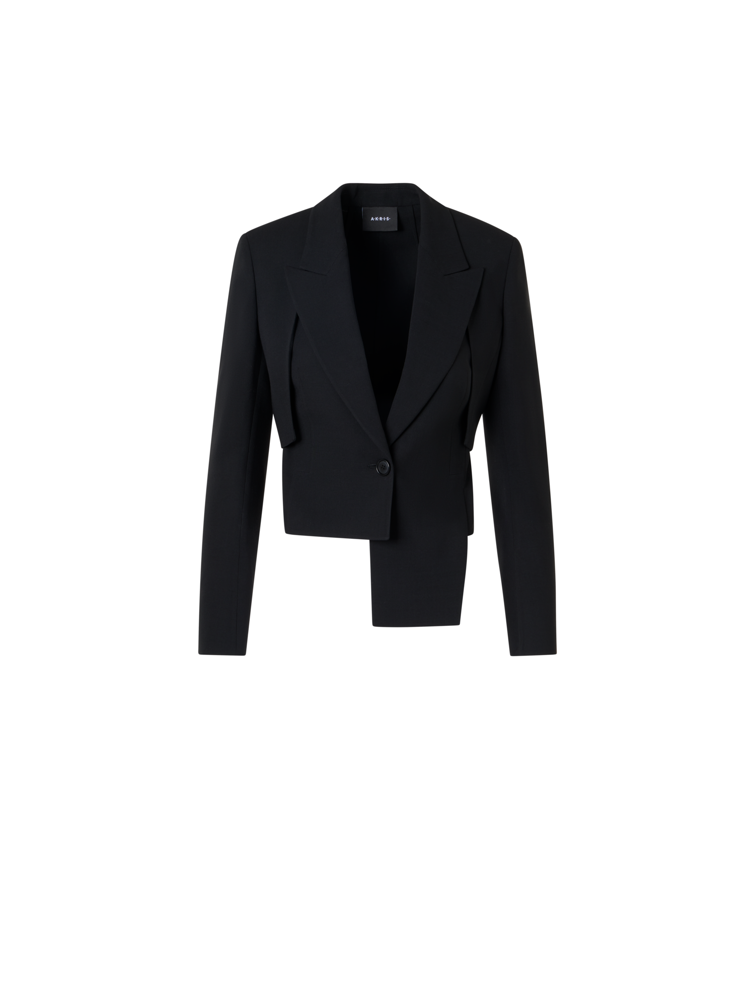 Designer Helline Asymmetrical Jacket with Detachable Bolero - black