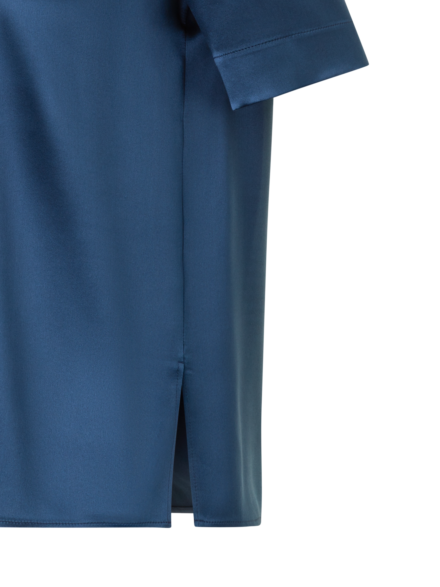 Designer T-Shirt Blouse in Silk Satin - neutral - navy - blue