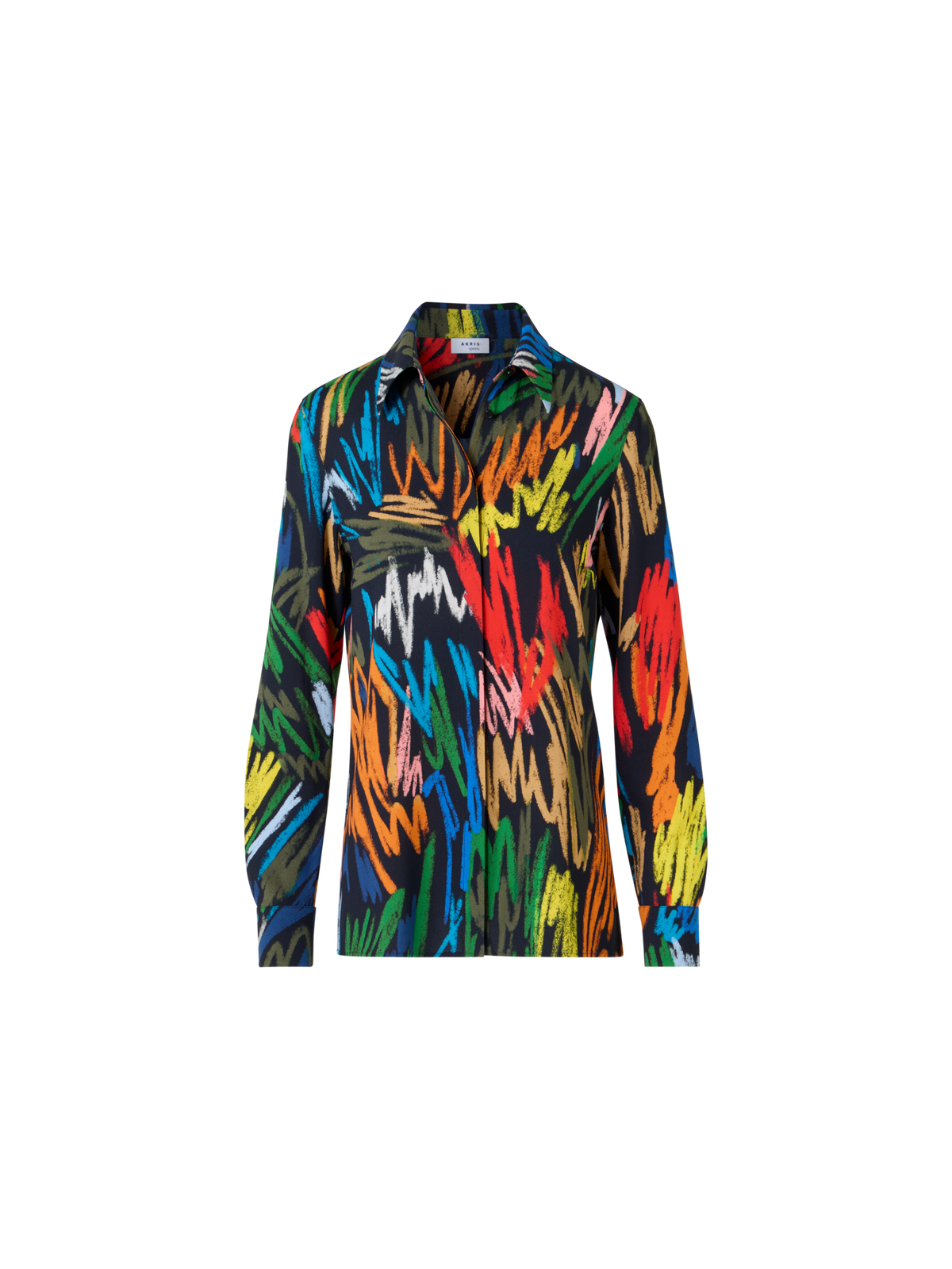 Designer Scribble Print Georgette Blouse - multicolor