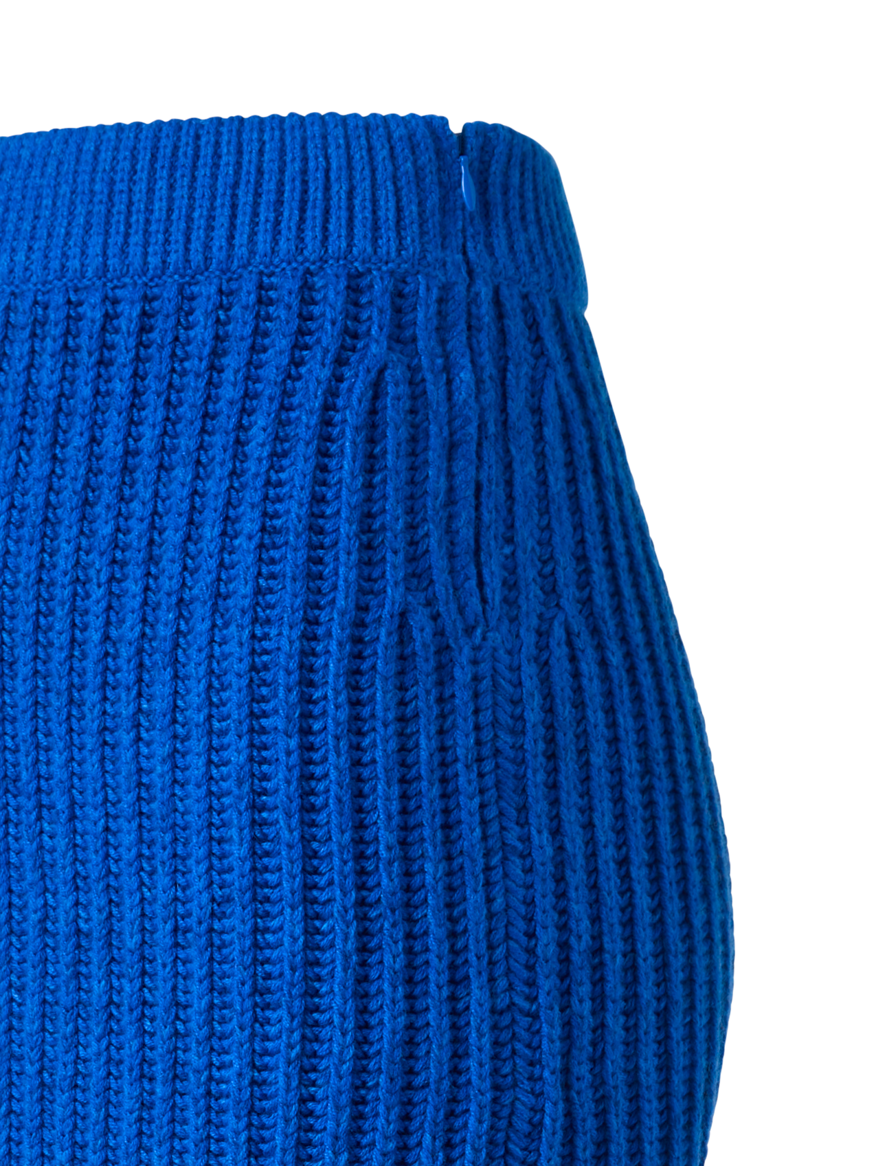 Designer Fitted Cashmere Chunky Rib Knit Tube Skirt - blue