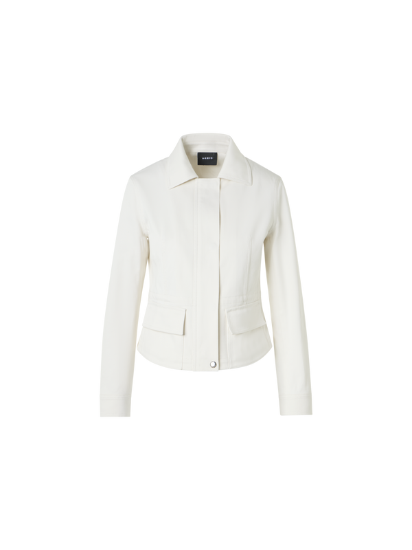 Designer Hugh Cotton Denim Cargo Jacket - ecru