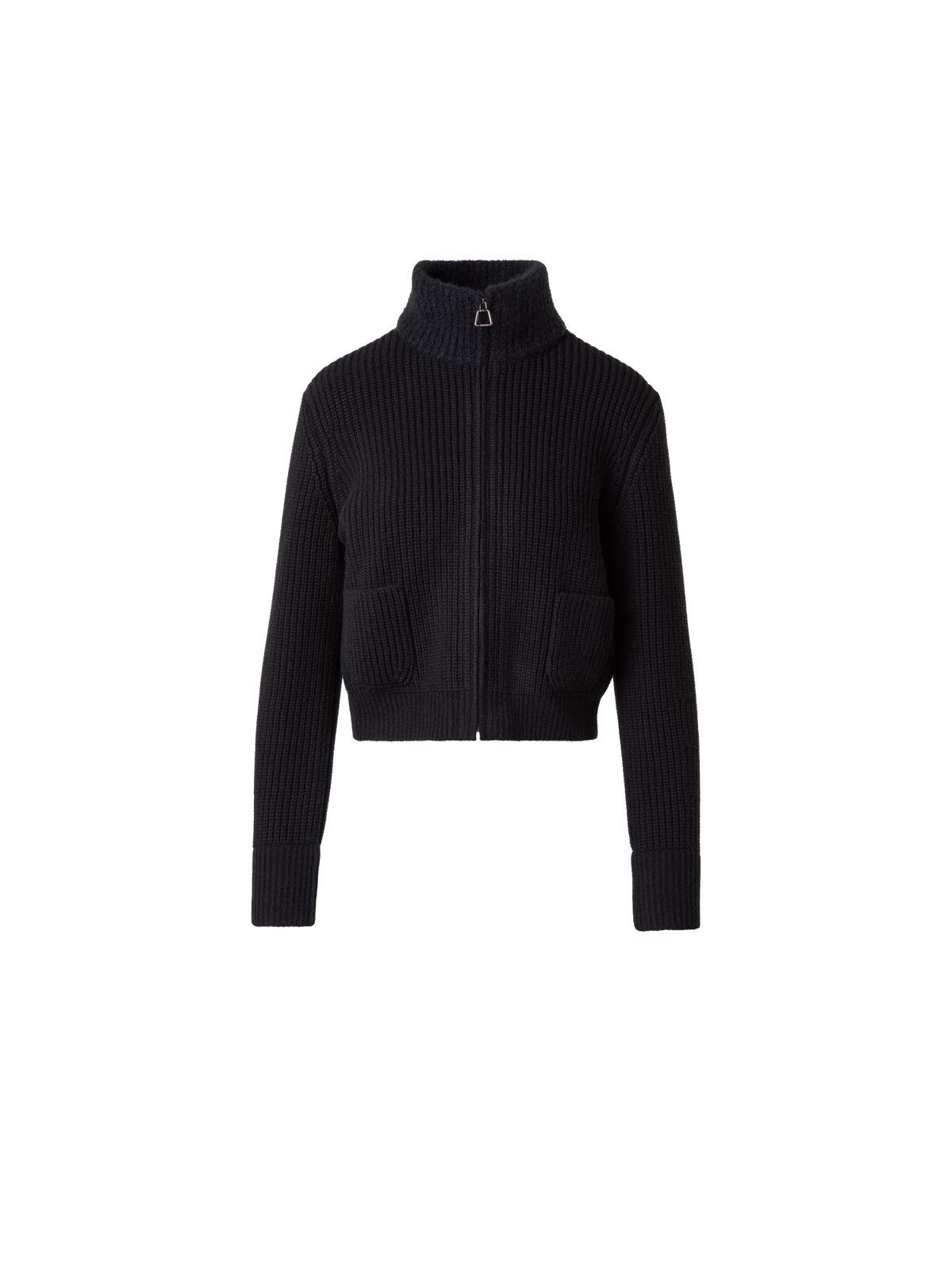 Designer Wool Cashmere Bouclé Blouson Cardigan - black