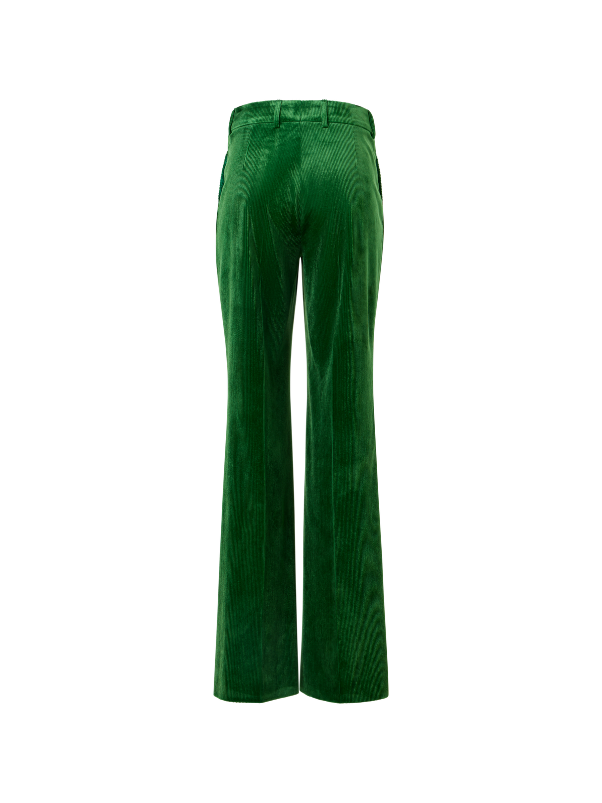 Designer Wide Leg Pants in Fluid Corduroy - green