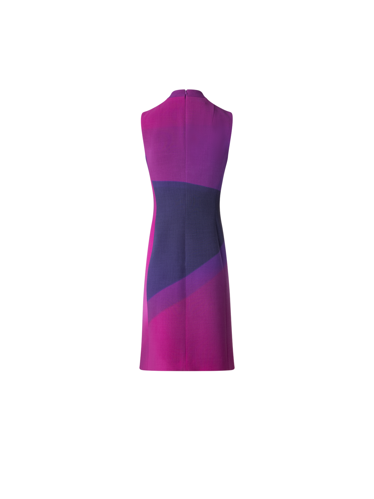 Designer Wool Sheath Dress with Alta Magenta Print - purple - multicolor