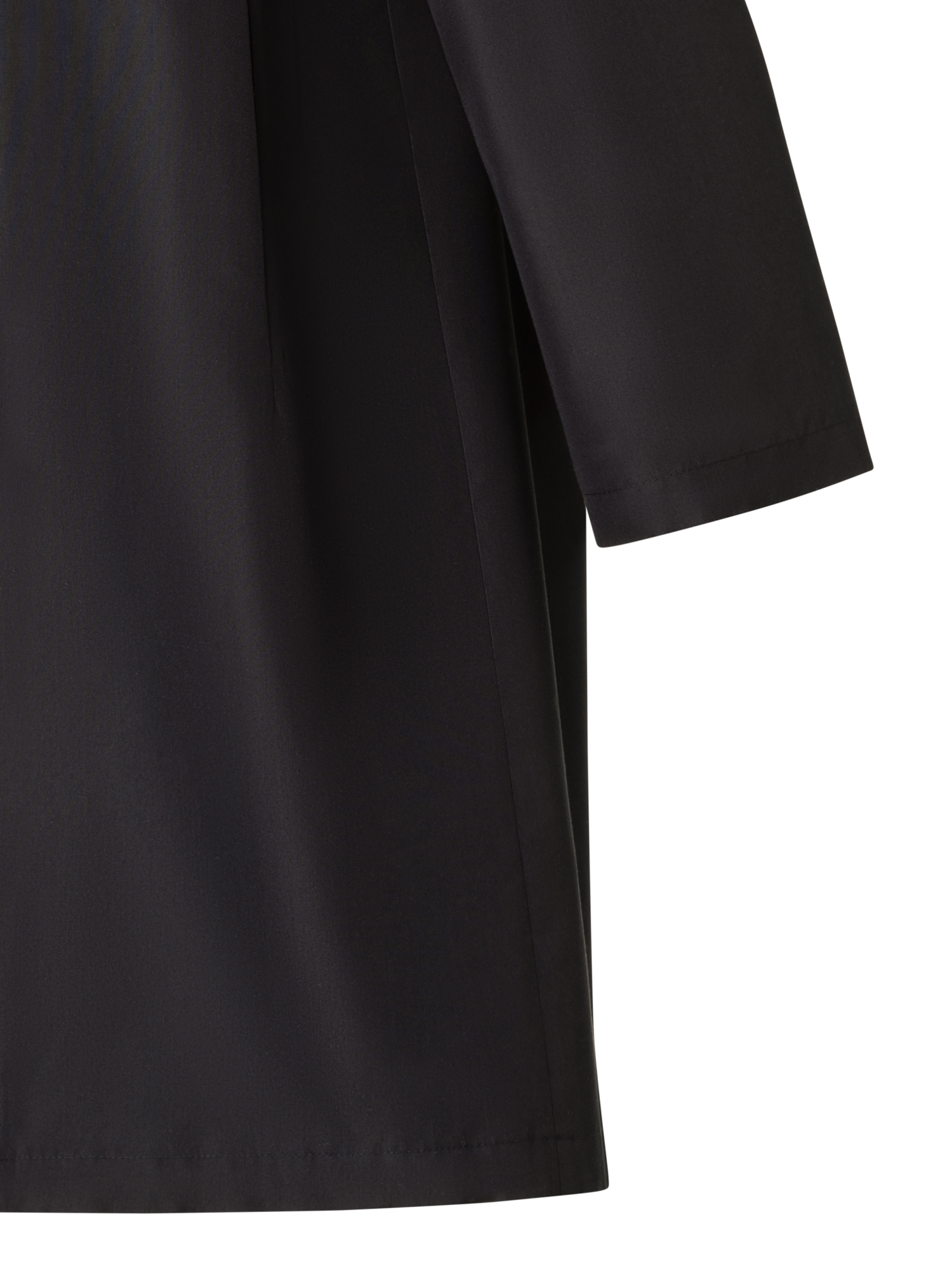Designer Layered Wool Coat with Removable Silk Layer - black