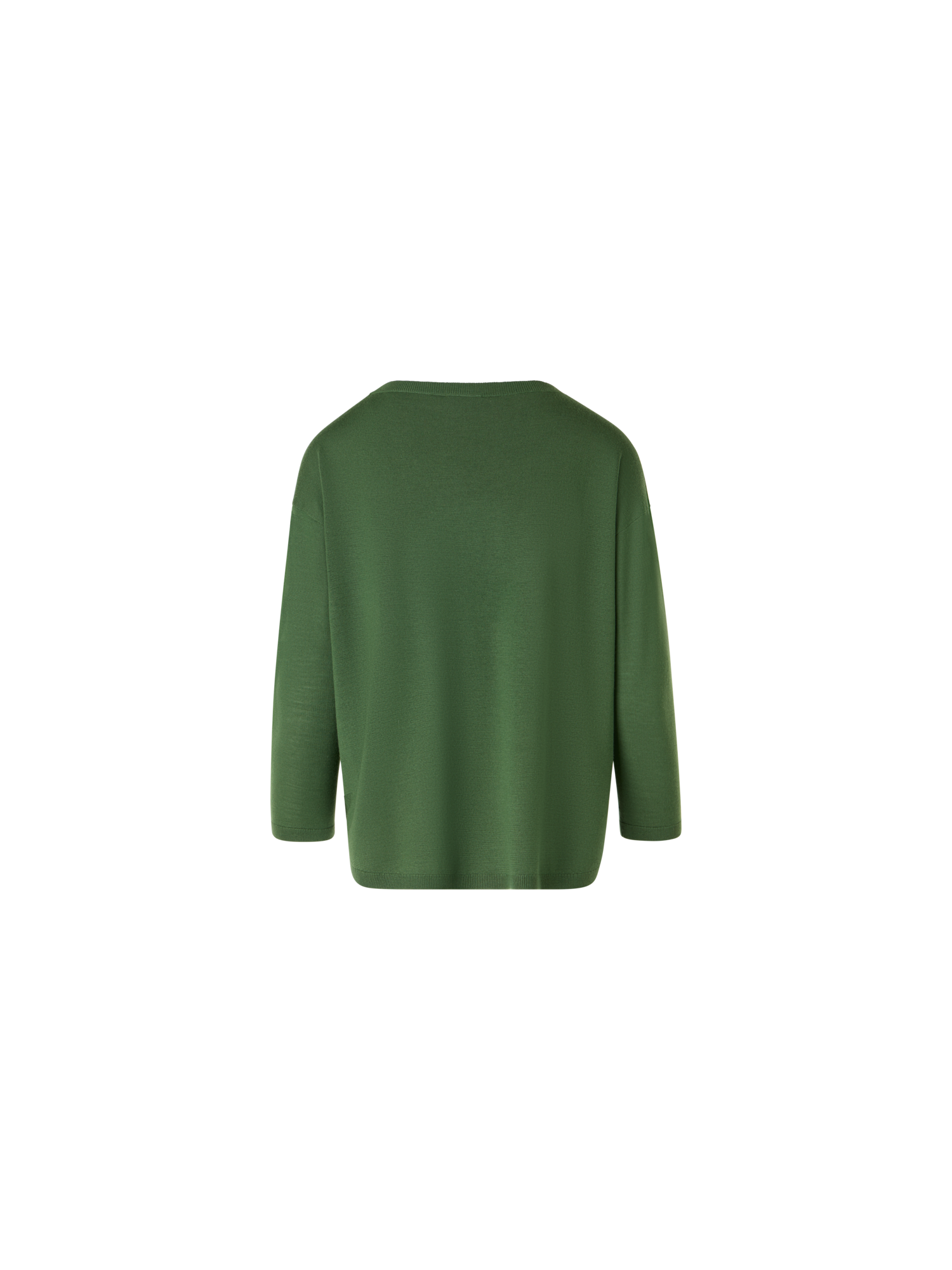 Designer Bracelet-Sleeve Merino Wool Knit Pullover - green