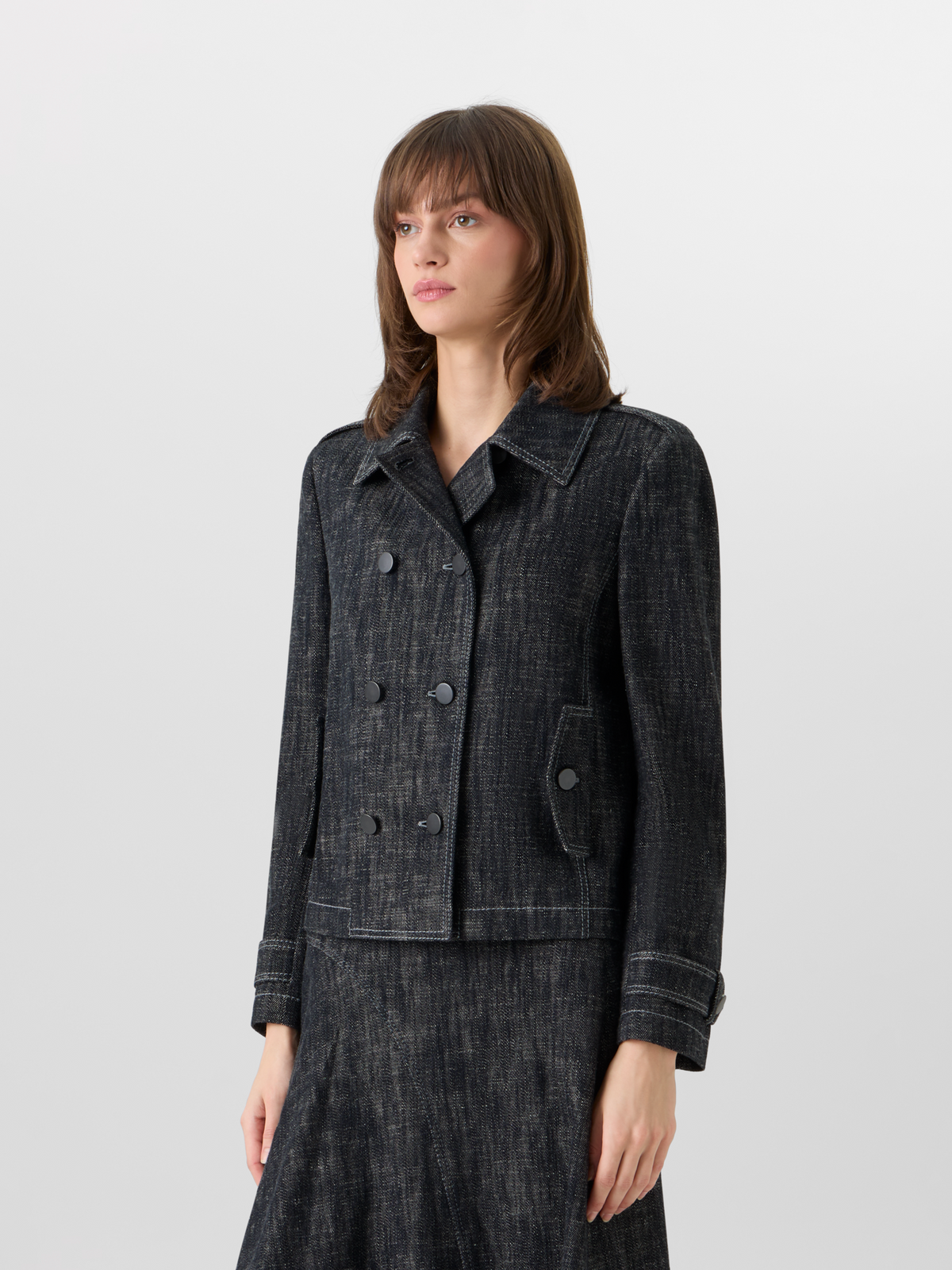 Designer Long-Sleeve Washed Heavyweight Cotton-Denim Jacket - black #editorial