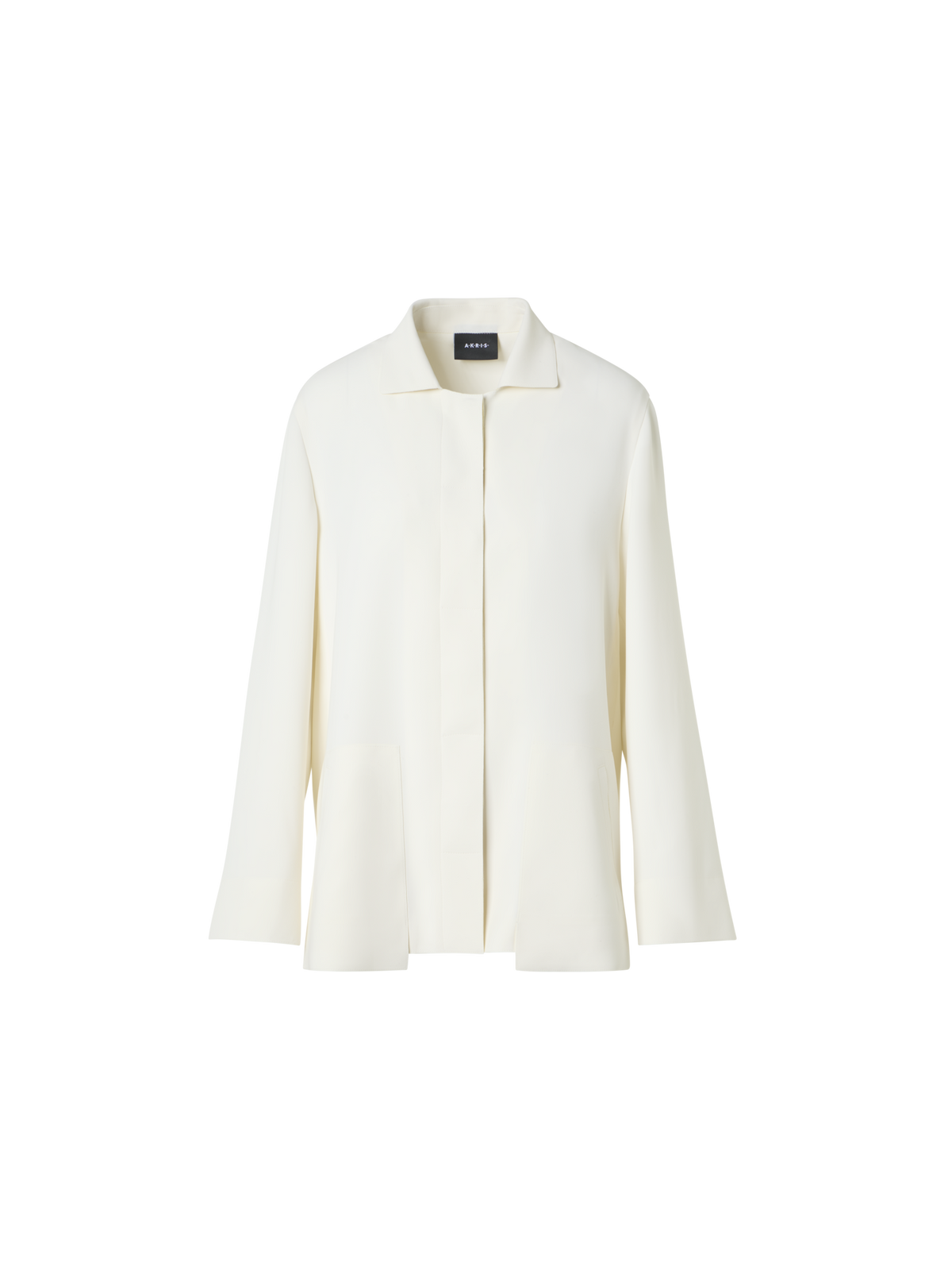 Designer Harp Long Techno Crêpe Jacket with Patch Pocket - ecru