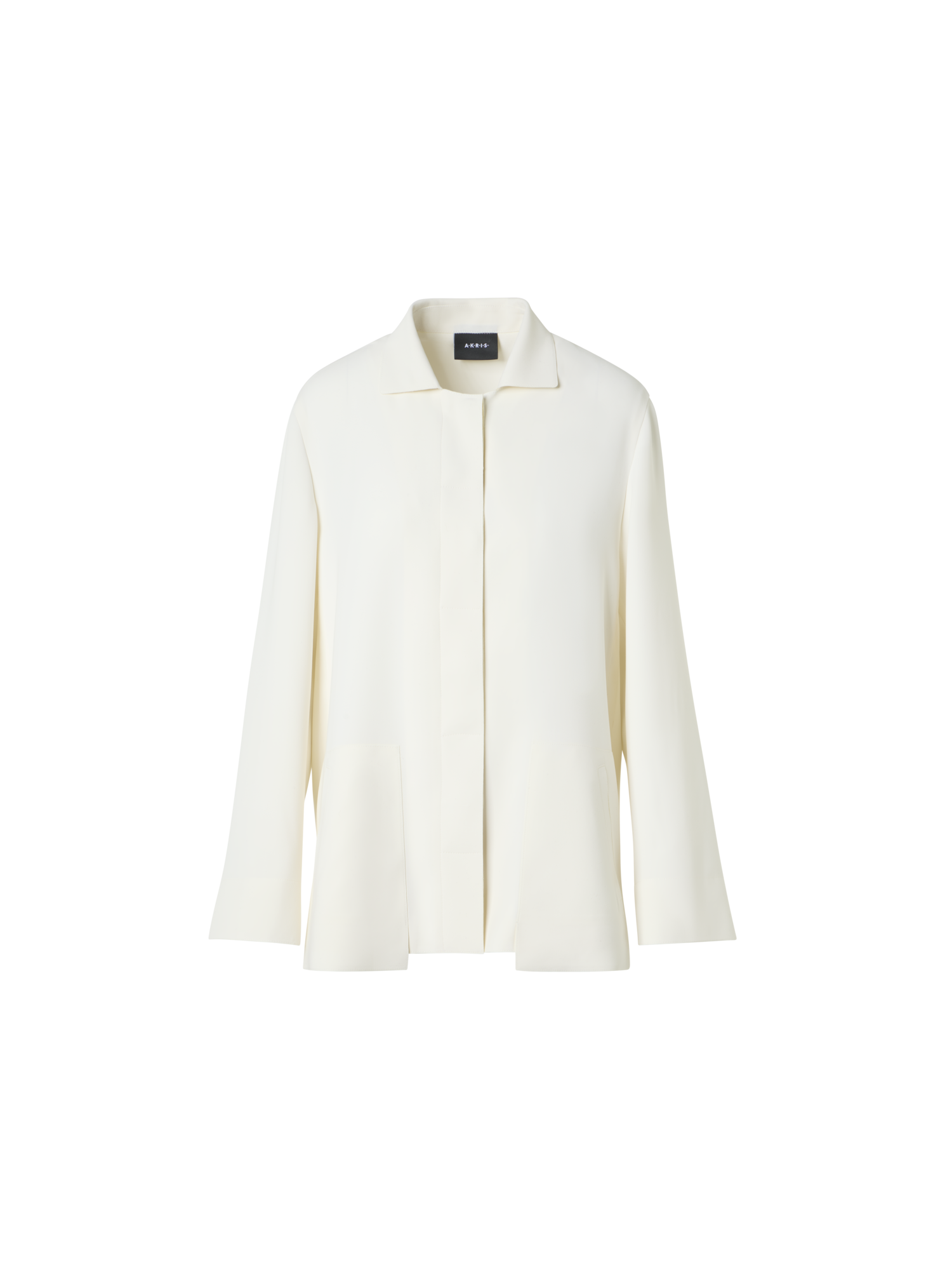 Designer Harp Long Techno Crêpe Jacket with Patch Pocket - ecru